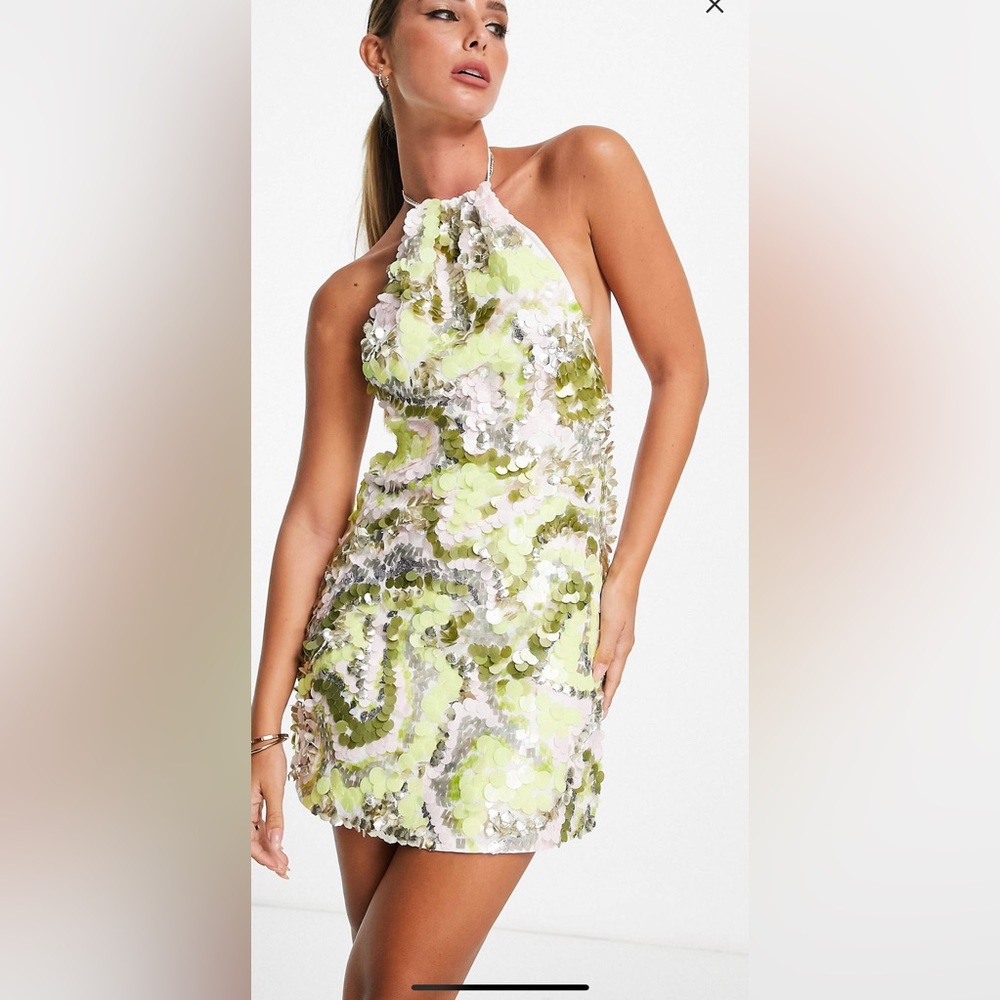 ASOS design halter embellished dress